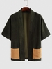 Cardigan Kimono en Blocs de Couleurs avec Poches en Velours Côtelé Xl Multi a