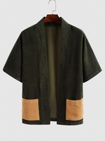 Cardigan Kimono en Blocs de Couleurs avec Poches en Velours Côtelé Xl Multi a