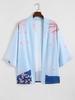 Cardigan Kimono Floral Ouvert Devant L Bleu poudre