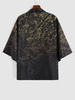 Cardigan Kimono Ggraphique Dragon Ouvert en Avant M Orange d