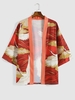 Cardigan Kimono Grue Volante Ouvert en Avant Xl Rouge vineux