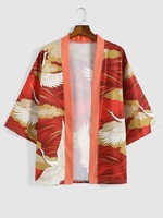 Cardigan Kimono Grue Volante Ouvert en Avant Xl Rouge vineux