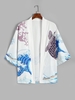 Cardigan Kimono Motif Dragon et Poissons L Blanc