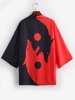 Cardigan Kimono Ouvert en Avant à Imprimé Lune et Loup 2xl Rouge