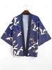 Cardigan Kimono Ouvert en Avant à Imprimé Vague de Mer 2xl Bleu lapis