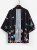 Cardigan Kimono Papillon Coloré Imprimé Partout 2xl Noir