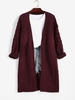 Cardigan Long Ajouré à Goutte Epaule sans Col M Rouge foncé