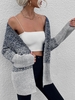 Cardigan Long Chiné Ouvert en Avant M Bleu profond