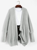 Cardigan Long Fendu à Manches Chauve-souris M Gris