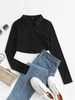 Cardigan Long Maigre en Tricot avec Bouton L Noir