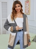 Cardigan Long Ouvert Rayé en Blocs de Couleurs M