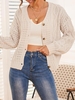 Cardigan Maille de Pêcheur Epais Boutonné en Tricot à Câble M Café lumière