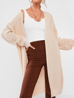 Cardigan Maille Long Epais Ouvert en Avant S Café lumière
