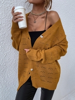 Cardigan Maille Souple Ajouré avec Boutons L Café