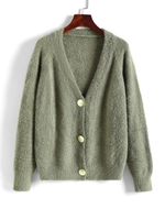 Cardigan Mohair avec Poches Maille S Vert clair