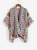 Cardigan Poncho en Tricot Texturé et à Motif M Multi a
