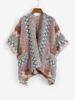 Cardigan Poncho en Tricot Texturé et à Motif M Multi a