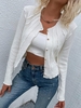 Cardigan Texturé Bouotnné avec Bouton de Verrouillage Rotatif L Blanc