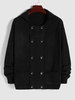 Cardigan Tricoté à Double Boutonnage en Couleur Unie M Noir