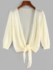 Cardigan Tricoté Ouvert en Avant à Ourlet en Dentelle L Jaune clair