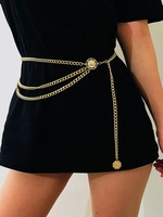 Ceinture à Chaîne en Couleur Unie Superposée