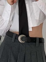 Ceinture Bouclée en Forme de Croissant en PU