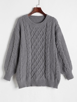 Chandail de Pêcheur Epais en Tricot à Câble M Gris