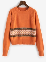 Chandail Pull-over Graphique à Manches Raglan L Orange foncé