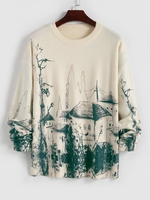 Chandail Pull-over Peinture Paysage à Col Rond Xl Multi a