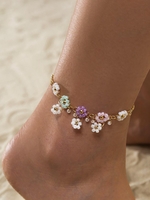 Chaîne de Cheville Motif Marguerite et Perles