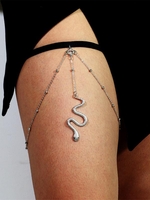 Chaîne de Cuisse Ornée de Perles en Métal et Serpent