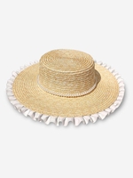 Chapeau à Sommet Plat en Dentelle Design Perle Fantaisie