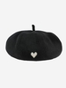 Chapeau Béret Décoré de Cœur avec Fausse Perle en Velours Côtelé
