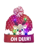 Chapeau de Noël avec Lumière LED Motif Pompon