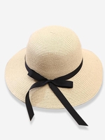 Chapeau de Plage avec Nœud Papillon en Paille