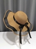 Chapeau de Soleil de Plage Décoré de Nœud Papillon en Paille Pour Vacance
