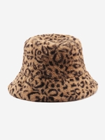 Chapeau Seau Léopard en Fausse Fourrure