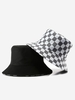 Chapeau Seau Motif de Damier à Double Face