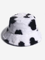 Chapeau Seau Motif de Vache en Peluche