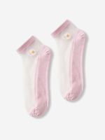 Chaussettes à Cheville Fleur Brodée