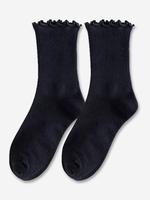 Chaussettes Côtelées à Ourlet en Laitue en Coton
