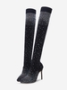 Chaussettes de Club Elastiques à Talon Aiguille avec Strass Longueur à Genou