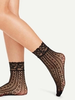 Chaussettes en Dentelle en Maille Transparentes