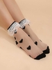 Chaussettes en Tulle Transparent Motif Cœur en Dentelle Insérée