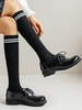 Chaussettes Mi-Mollet à Ourlet Rayé