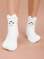 Chaussettes Sourire Dessin Animé Brodé en Peluche