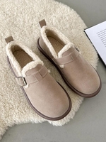 Chaussures Plates Thermiques Bouclées à Doublure en Fausse Laine
