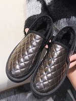 Chaussures Plates Thermiques Matelassées à Doublure en Laine