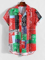 Chemise à Boutons Vintage à Imprimé Cachemire Xxl Rouge