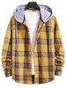 Chemise à Capuche à Carreaux Imprimée Ourlet Courbe à Cordon Xl Jaune clair